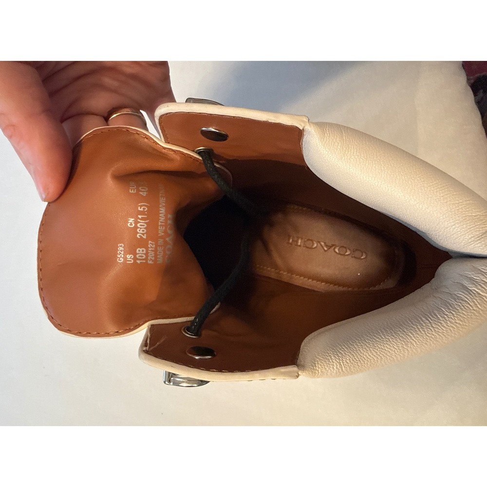 Coach Lorimer Leather Combat Boots Off White Chalk G5293  Women's 10B - Picture 4 of 7